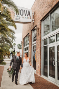 Florida Bride and Groom Outside of Unique and Private Wedding Venue NOVA 535 in Downtown St. Pete