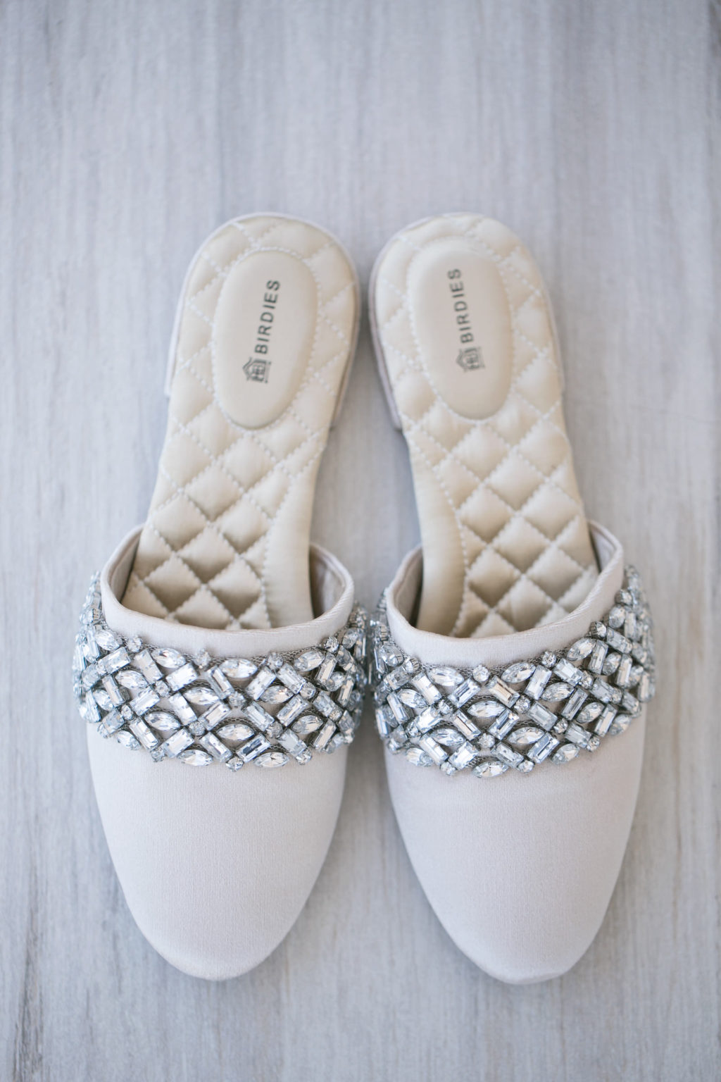 Designer Wedding Bridal Birdies Slipper Slip On Flat Mules Shoes with Rhinestones - Marry Me 