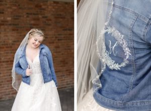Tampa Bay Bride Wearing Customized Denim Jean Jacket with Monogram Initial, Bride Wearing Kitty Chen Couture Pera Wedding Dress, Boho Whimsical Braided Hair with Natural Makeup Style | Downtown Tampa Wedding Photographer Lifelong Photography Studio | Tampa Bay Hair and Makeup Artists Femme Akoi Beauty Studio | Florida Bridal Dress Shop CC's Bridal Boutique