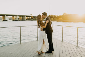 Modern Neutral Bride and Groom Sunset Wedding Photo | Tampa Bay Wedding Photographer Amber McWhorter