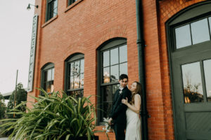Modern Neutral Bride and Groom Sunset Wedding Photo | Tampa Bay Wedding Photographer Amber McWhorter | Wedding Venue Rooftop 220