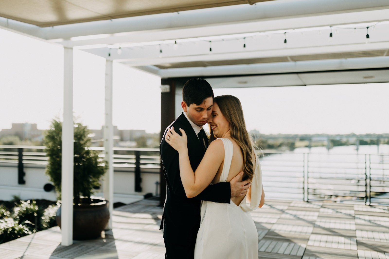 Modern Industrial Bride and Groom First Dance on Rooftop | Tampa Bay Wedding Photographer Amber McWhorter | Wedding Planner Elope Tampa Bay | Wedding Venue Rooftop 220