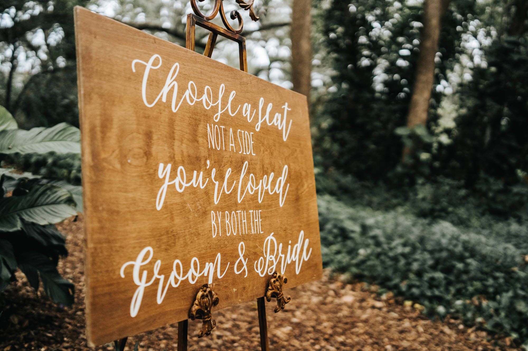 Rustic Wood Wedding Welcome Sign | Choose a Seat Not a Side You're Loved by Both the Groom and Bride