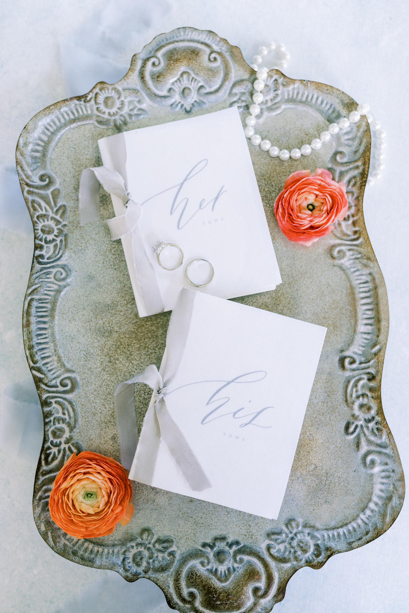 Vintage Inspired Florida Wedding Details, His and Her Vow Books with Light Blue Script | Tampa Bay Luxury Wedding Planner EventFull Weddings