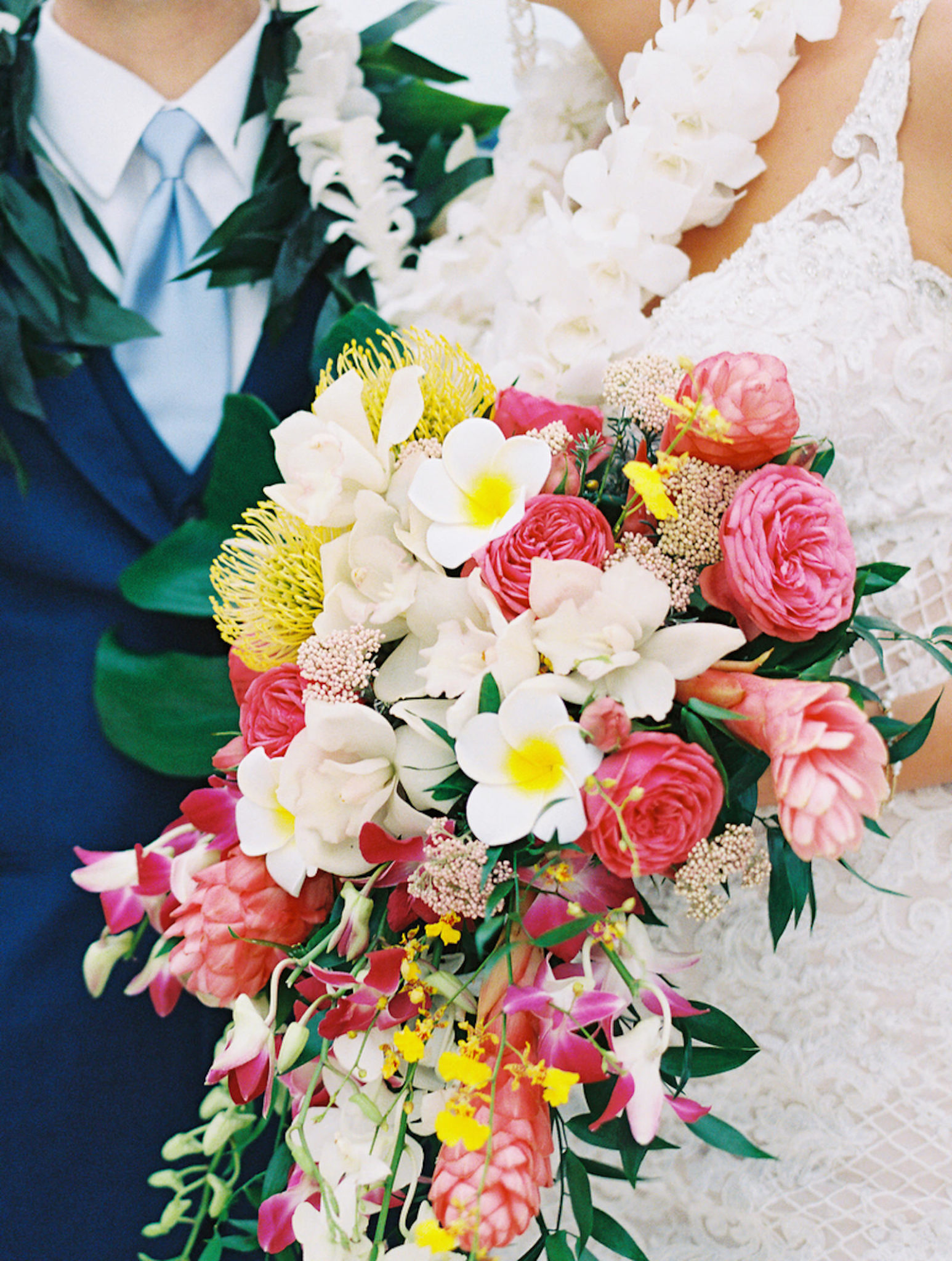 Clearwater Beach Bride Holding Lush Colorful Tropical Floral Bouquet ...
