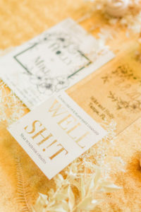 Unique and Fun Gold Foil Well Sh!t Wedding Stationery from Tampa Bay Wedding Planner John Campbell Weddings