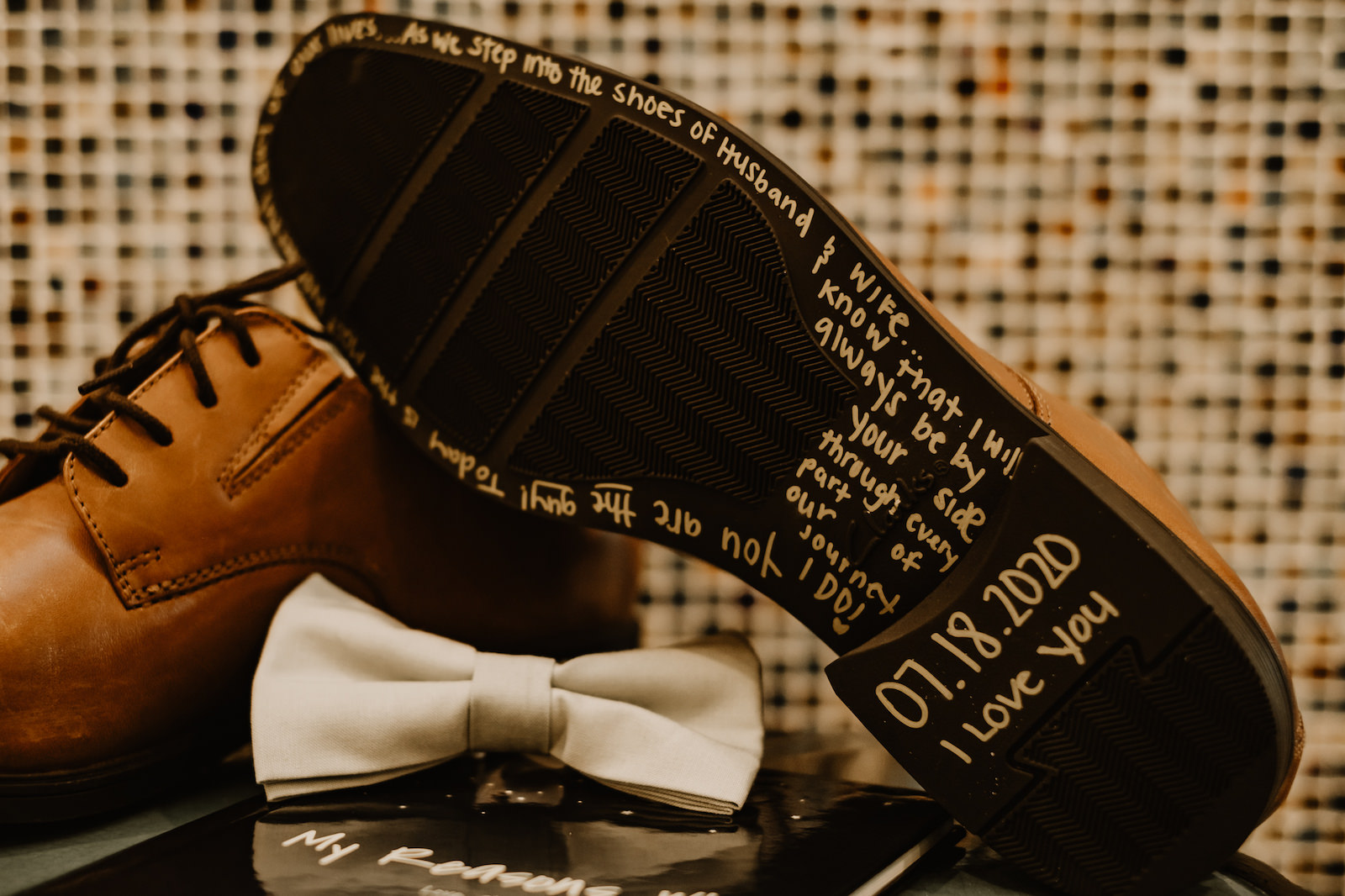 Groom Wedding Shoes with Special Message on Bottom Souls