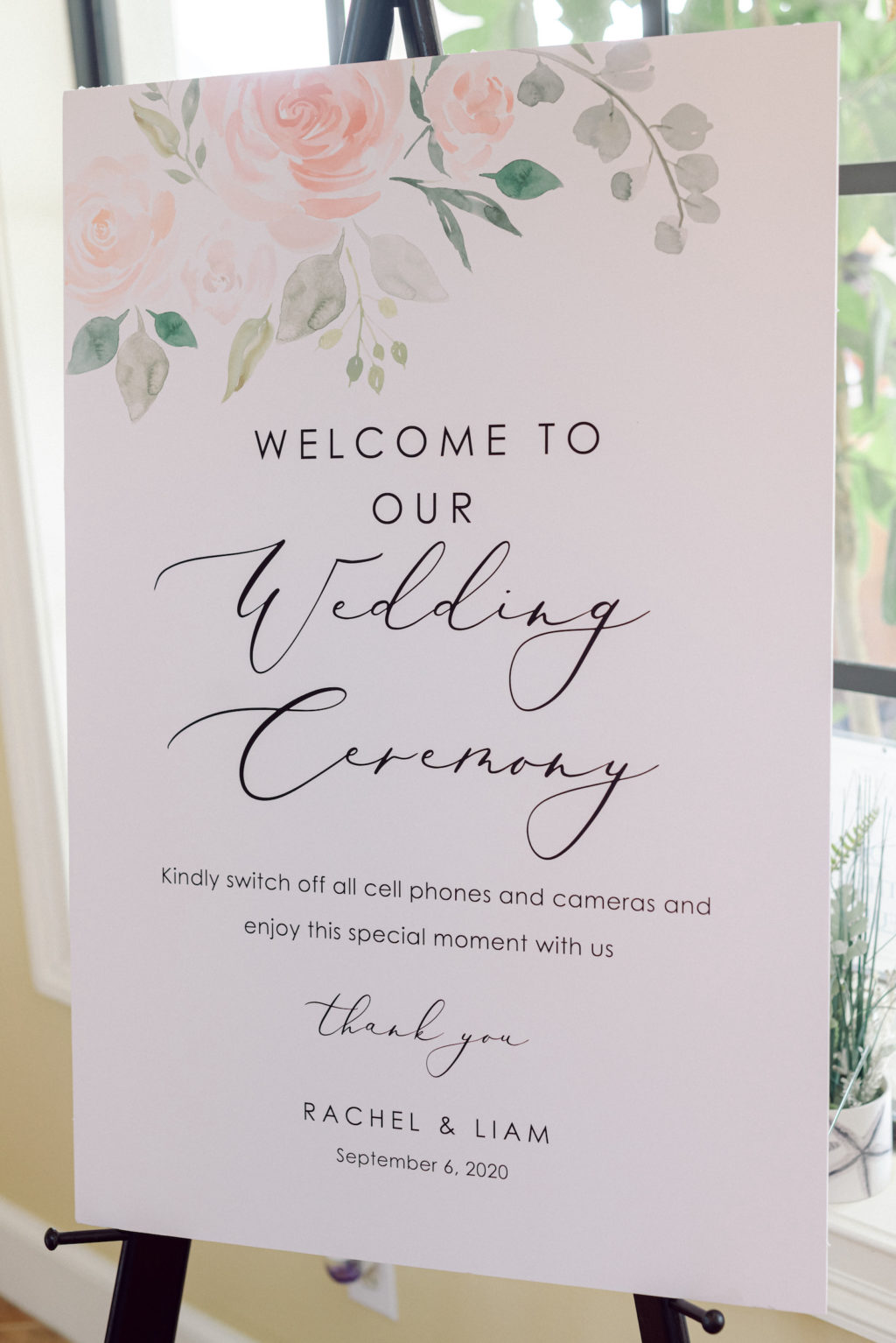 Romantic Classic Wedding Ceremony Decor, Watercolor Floral Welcome Sign