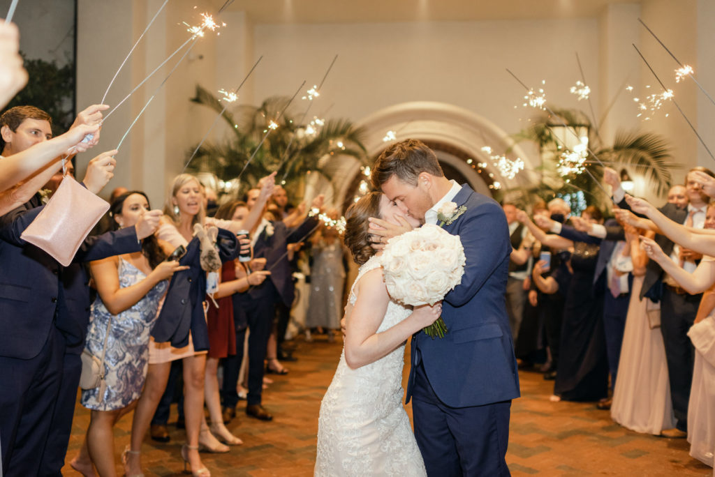 Tampa Bride and Groom Wedding Reception Sparkler Exit