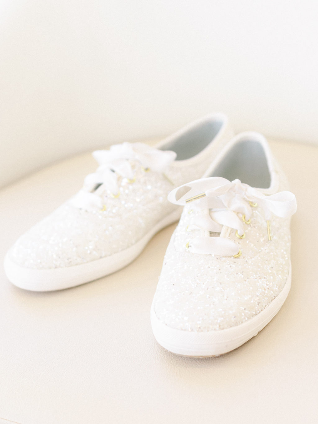 White Glitter Sneakers Bride Wedding Shoes