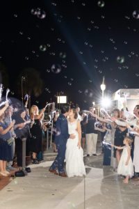 Bride and Groom Farewell Reception Portrait with Bubble Exit