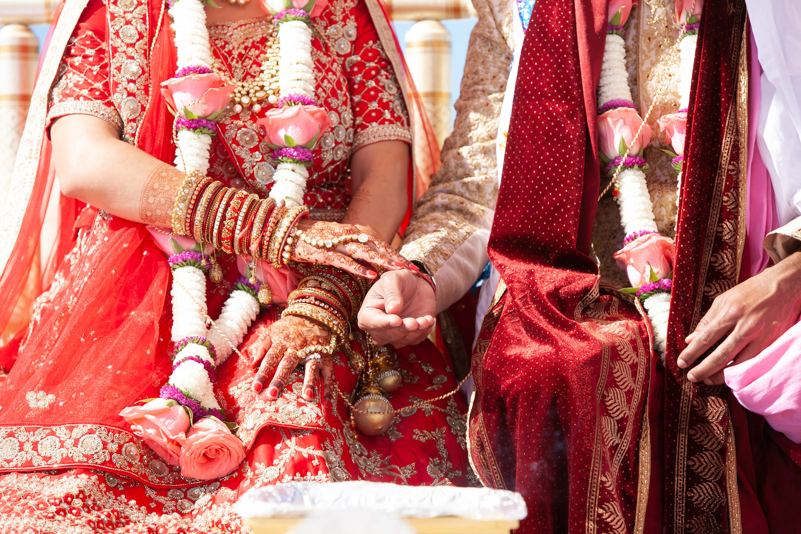 Tampa Clearwater Beach Indian Wedding Bride and Groom with Henna