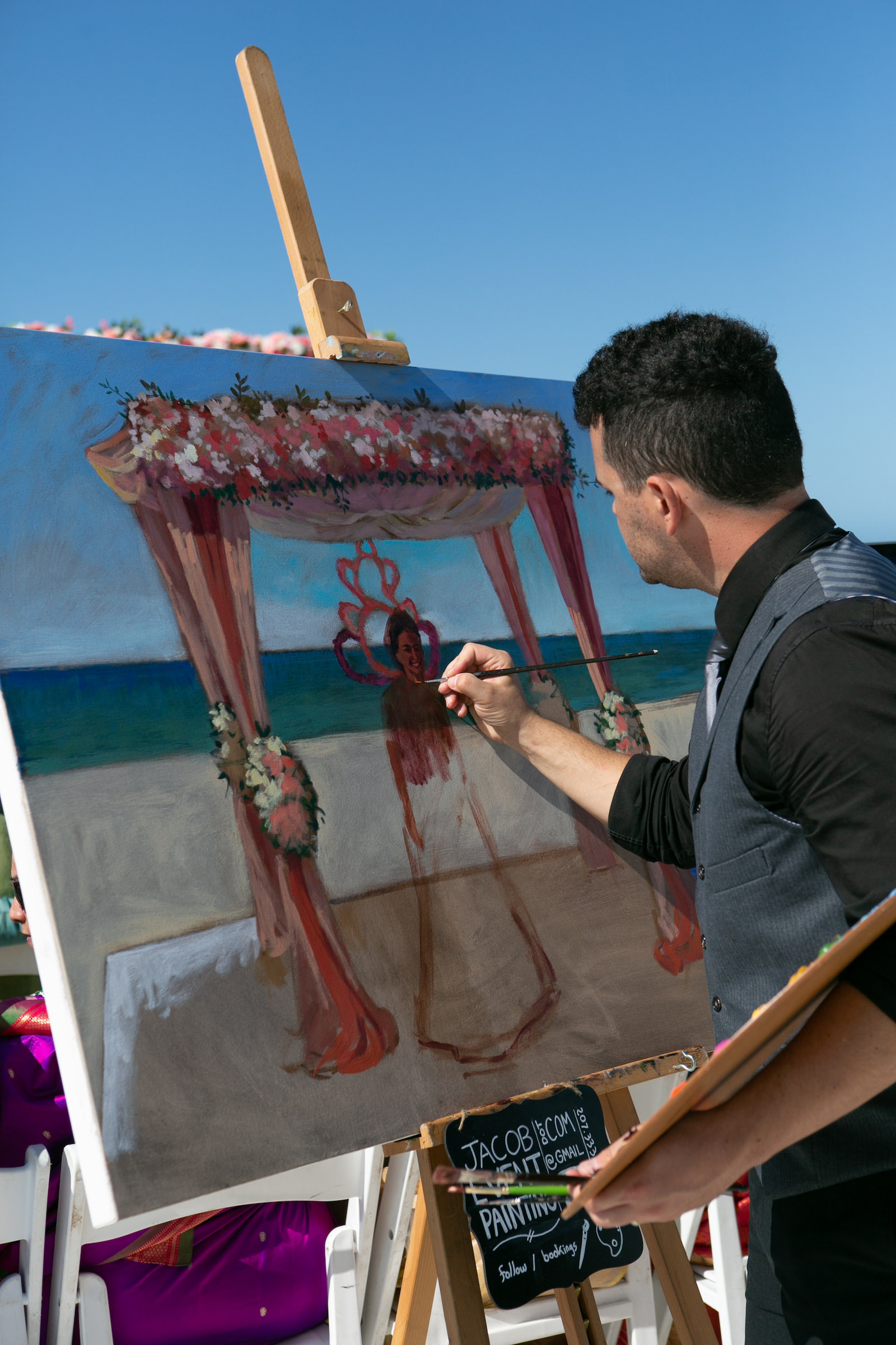 Tampa Clearwater Beach Indian Wedding Live Painting Canvas Artist
