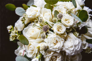 White and Ivory Roses Wedding Floral Bouquet