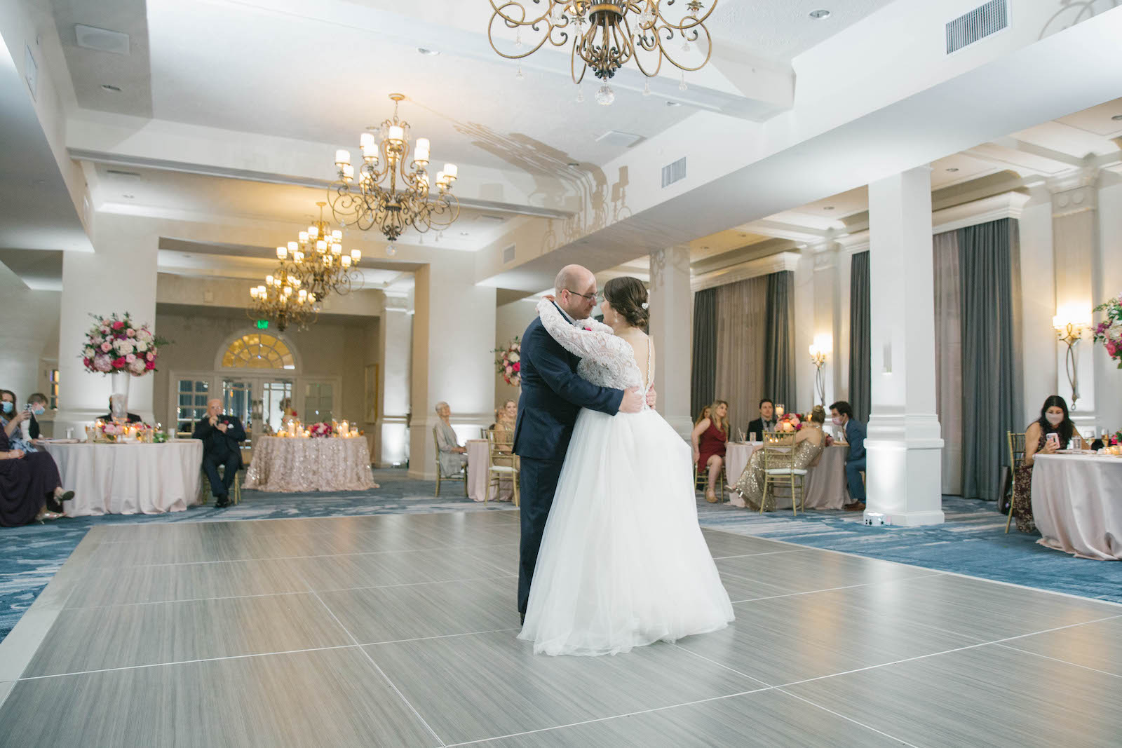 Bride and Groom First Dance Wedding Photo | Historic St. Pete Wedding Venue The Don Cesar | Tampa Bay Wedding DJ Grant Hemond and Associates