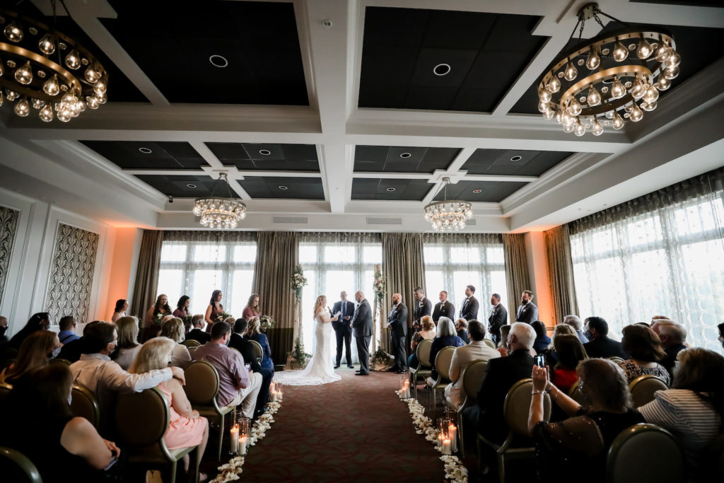 Classic Bride and Groom Exchanging Wedding Vows During Ballroom Ceremony | Tampa Bay Wedding Planner Kelly Kennedy Weddings and Events | St. Pete Wedding Venue The Birchwood | Wedding Photographer Lifelong Photography Studio