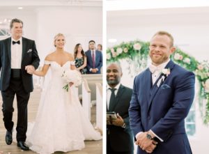 Tampa Bride Walking Down the Aisle with Dad, Grooms Reaction to Seeing Bride | Wedding Hair and Makeup Artist Femme Akoi Beauty Studio