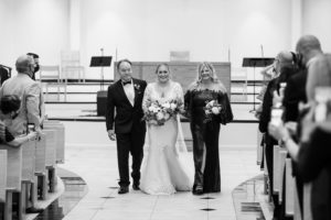Tampa Bride and Parents Walking Down the Wedding Ceremony Aisle