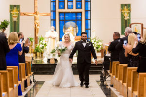 Tampa Bride and Groom Exiting Traditional Church Wedding Ceremony St. Jude's Cathedral | Wedding Planner Parties A'la Carte