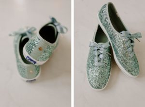 Kate Spade Designer Keds Teal Aqua Blue Glitter Bridal Shoes "Something Blue"