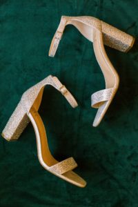 Champagne Gold Rhinestone Block Heel Wedding Shoes