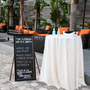 Simple Wedding Reception Decor, Chalkboard COVID Signage | Tampa Bay Wedding Planner Elegant Affairs by Design
