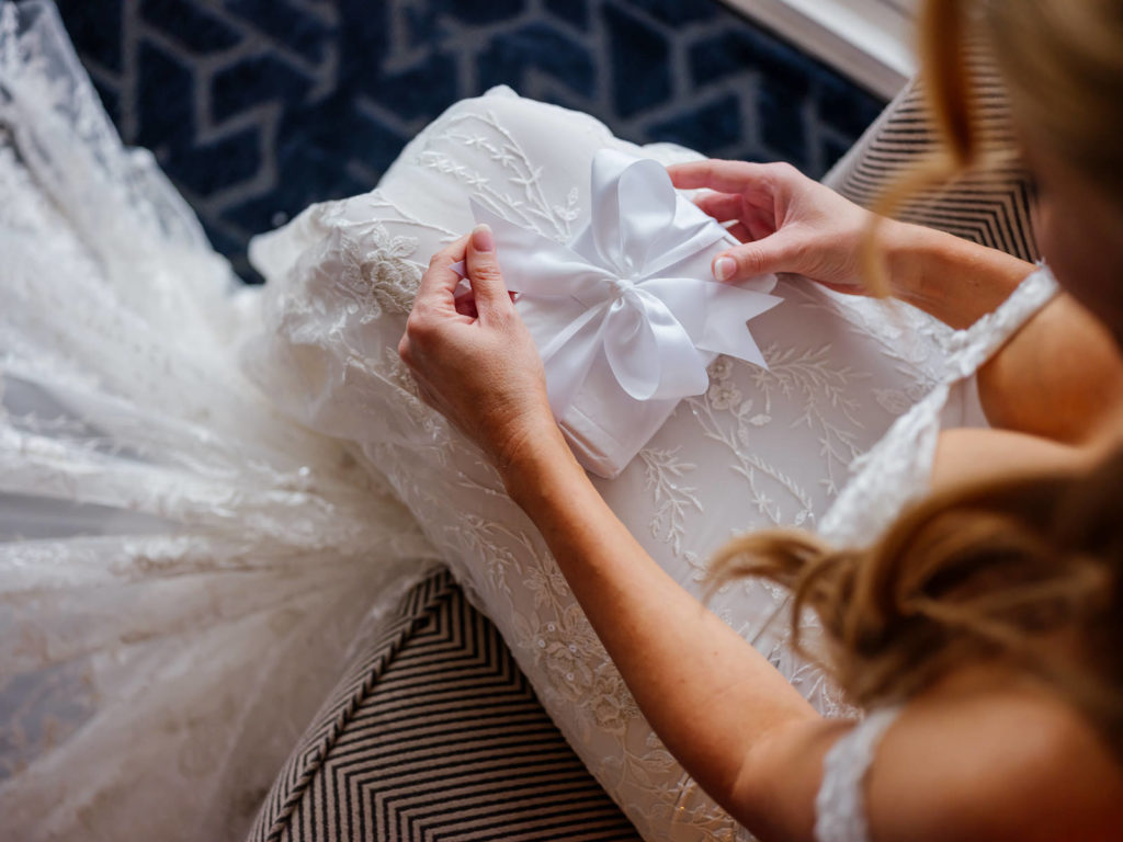 Tampa Bride Opening Gift in Romantic Lace Off the Shoulder Wedding Dress