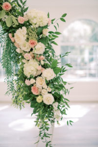 Timeless Romantic Wedding Ceremony Decor, Round Arch with Greenery and Ivory, Blush Florals | Wedding Planner Special Moments Event Planning