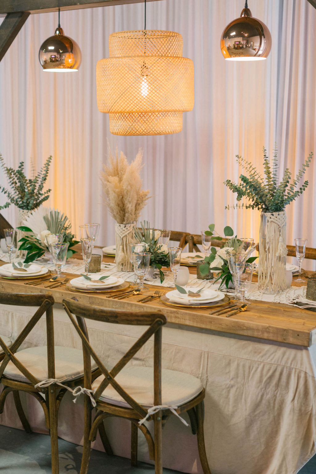 Boho Pampas Grass and Eucalyptus Greenery Centerpieces | Styled With Love at St. Pete Beach Wedding Venue Bellwether Beach Resort