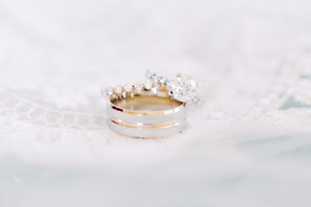 Gray and Yellow Gold Groom Wedding Band, Round Solitaire Diamond Engagement Ring | Tampa Bay Wedding Photographer Kera Photography