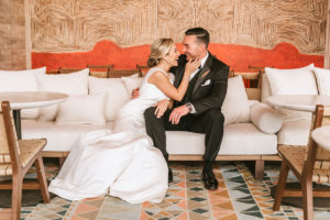 Bride and Groom Wedding Portrait | Modern South Tampa Wedding Venue Aloft Midtown Sal Y Mar | Wedding Photographer and Videographer Bonnie Newman Creative | Wedding Dress Truly Forever Bridal