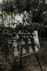 Modern Minimalist Florida Wedding Ceremony Decor, Clear Acrylic Wedding Seating Chart