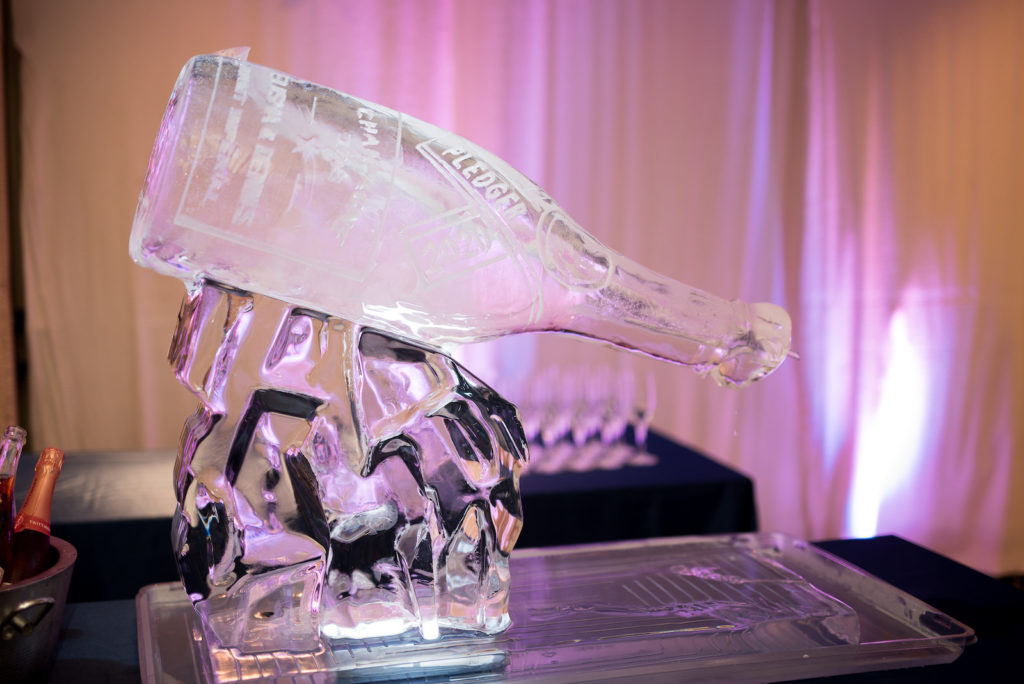 Unique Champagne Bottle Ice Sculpture Wedding Reception Decor | Tampa Bay Wedding Photographer Kera Photography