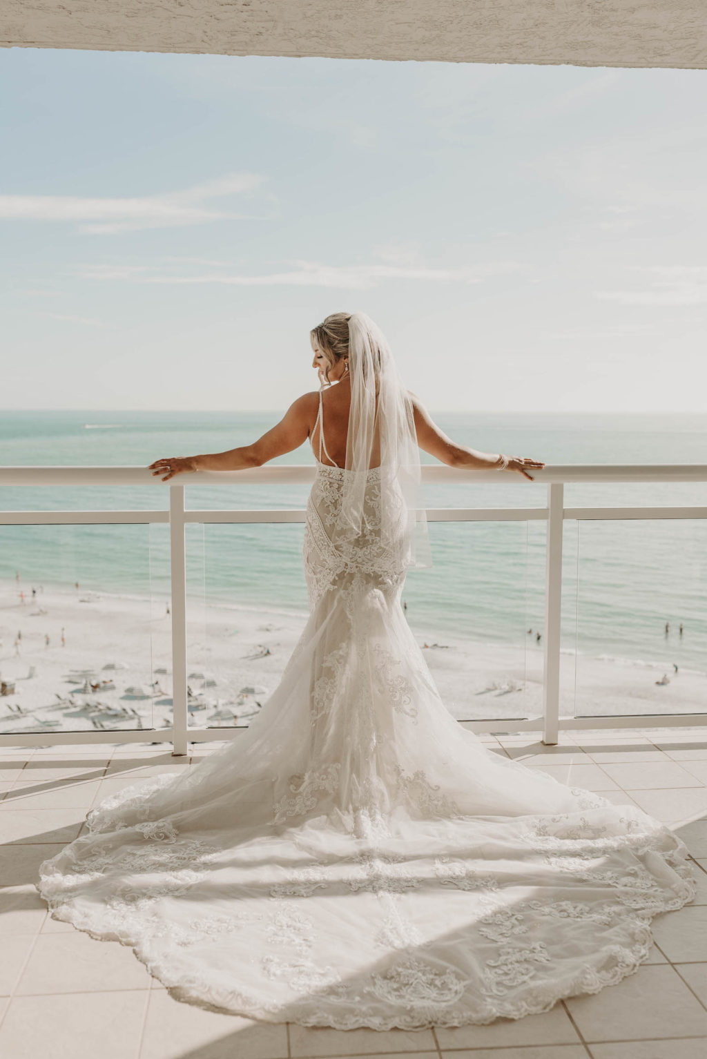 Embroidered Detailed Back Wedding Dress with Long Train | Essence of Australia