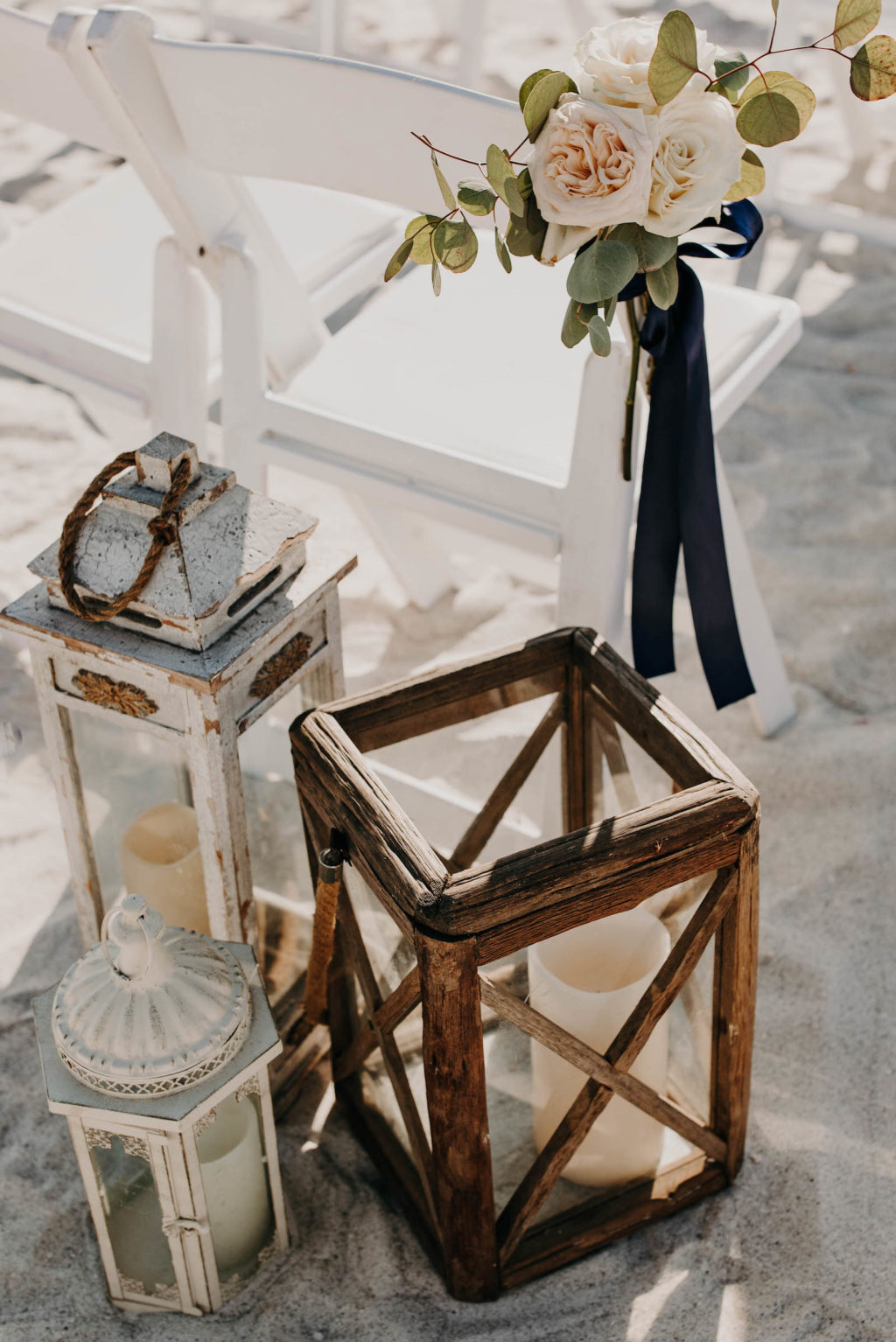 Wedding Aisle Décor | Beach Lanterns Adorning the Wedding Aisle in Longboat Key