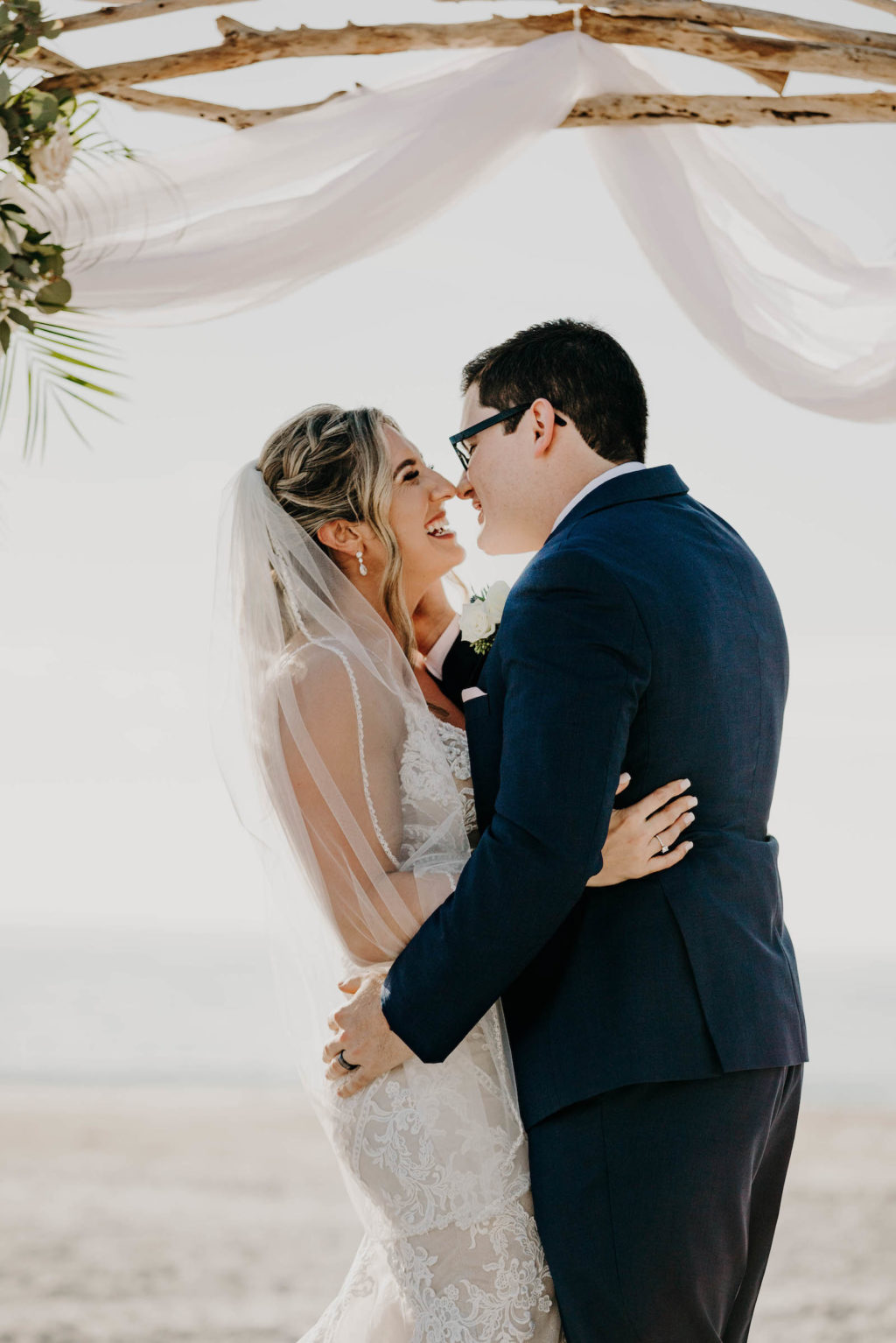 Bride and Groom First Kiss | Beach Wedding Sarasota