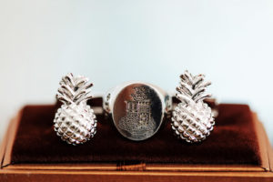 Tropical Silver Groom Pineapple Cufflinks | Tampa Bay Wedding Photographer Limelight Photography