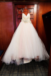 Princess Ballgown Sweetheart Strapless Bodice, Floral Belt, Tulle Skirt with Blush Pink Lining | Tampa Bay Wedding Photographer Limelight Photography