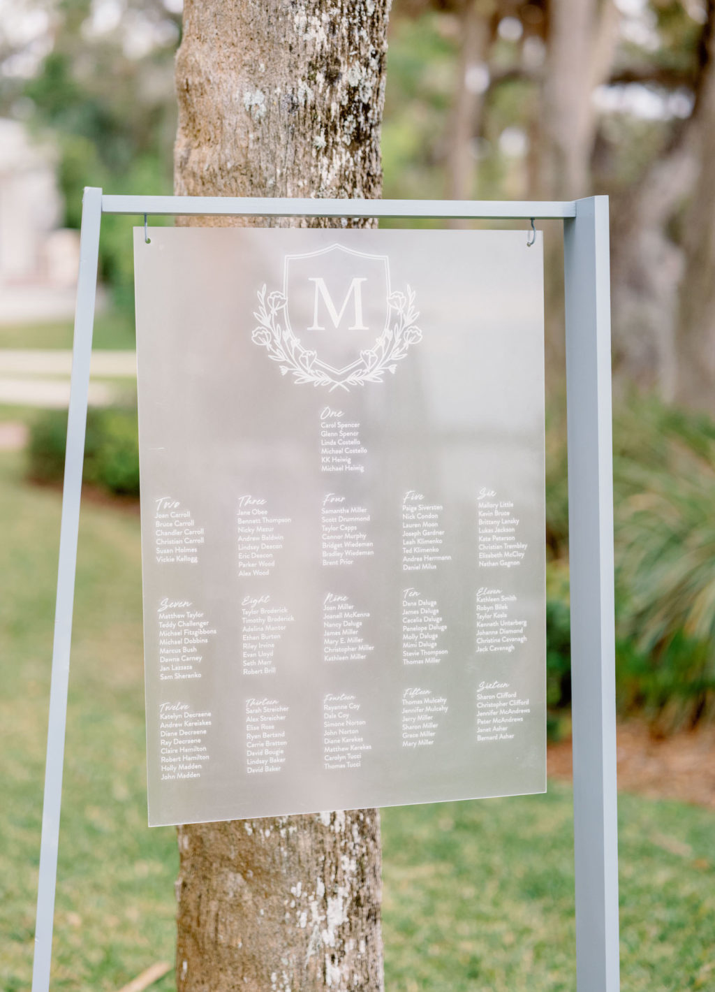 Modern Elegant Wedding Decor, Acrylic Seating Chart with Personalized Monogram | Tampa Bay NK Productions Wedding Planning