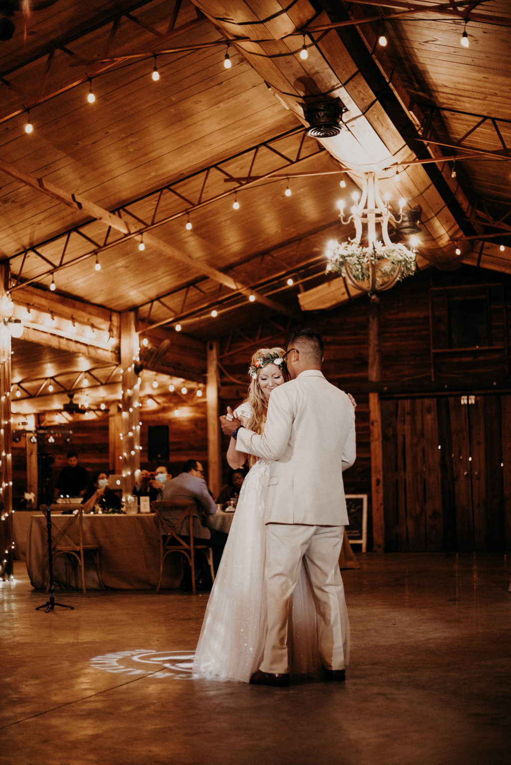 Rustic Bride and Groom First Dance Wedding Reception | Plant City Wedding Venue Florida Rustic Barn Weddings