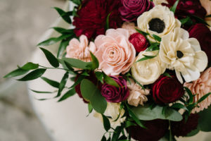 Pink and Red Roses, White Anemone and Greenery Floral Bouquet | Tampa Bay Wedding Florist Brides N' Blooms Wholesale Design