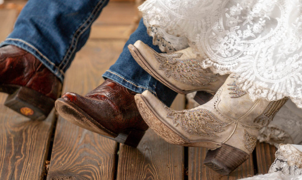 DIY Backyard Tampa Bride and Groom in Cowboy Boots