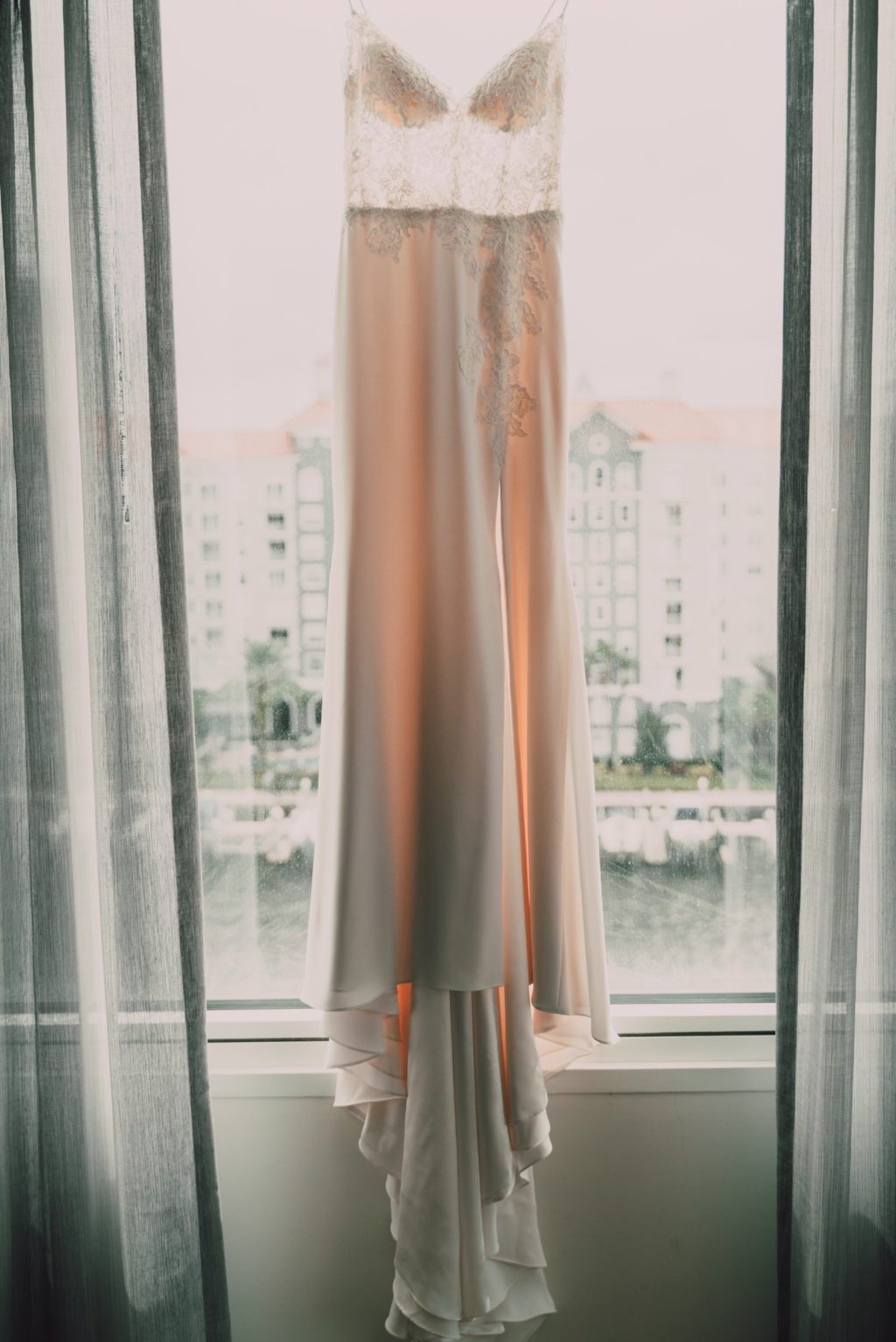 Romantic Lace and Illusion Bodice V Neckline Wedding Dress | Tampa Bay Wedding Photographer Bonnie Newman Creative