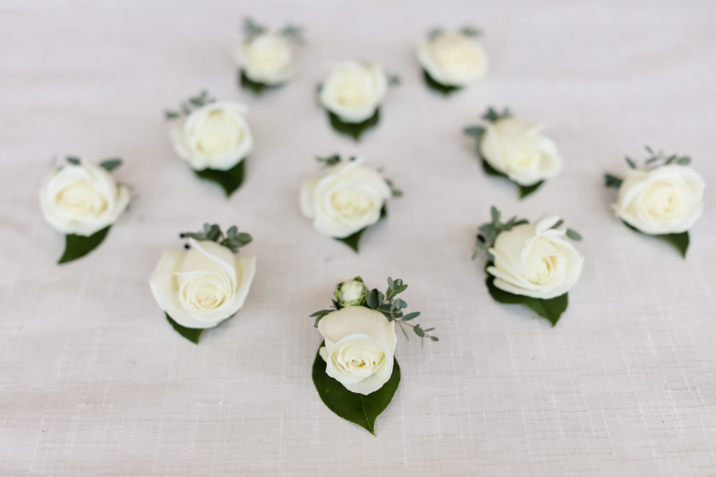 White Rose Groom and Groomsmen Boutonnieres | Tampa Bay Wedding Photographer Lifelong Photography Studio | Clearwater Beach Florist Iza's Flowers