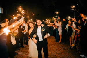 Bride and Groom Sparkler Wedding Reception Exit | Wedding Venue Tampa Garden Club
