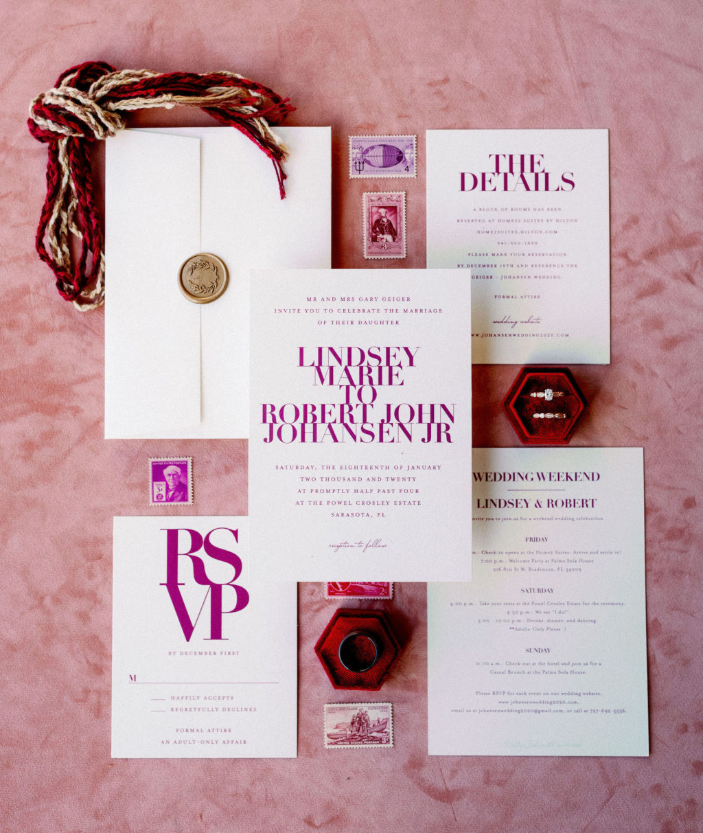 Modern Pink and White Wedding Invitation Suite | Tampa Bay Wedding Photographer Dewitt for Love Photography