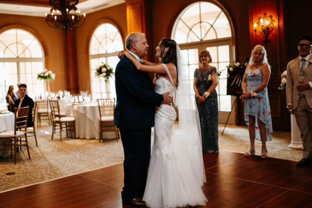 Elegant Bride and Father Daughter Wedding Reception Dance | Tampa Bay Wedding Dress Shop Truly Forever Bridal | Wedding Venue Ritz Carlton Sarasota