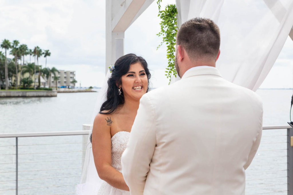 Bride and Groom Exchanging Vows at Wedding Tampa Ceremony