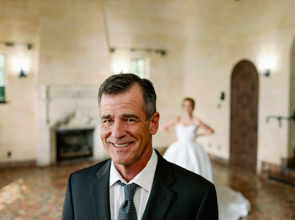 Bride and Dad First Look Wedding Photo | Tampa Bay Wedding Photographer Dewitt for Love Photography