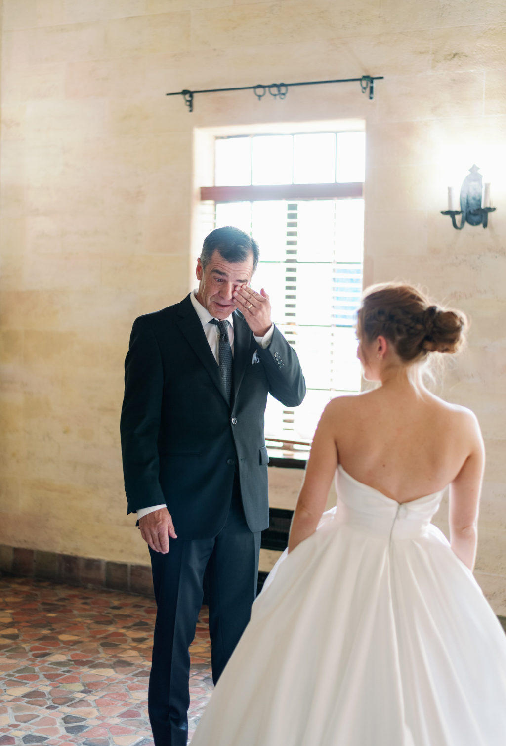 Bride and Dad First Look Wedding Photo | Tampa Bay Wedding Photographer Dewitt for Love Photography